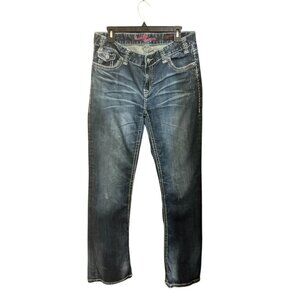 Rock & Roll Cowgirl Womens Dark Wash Embellished Jeans Size 32